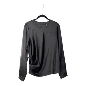 Universal Standard Lucian Satin Blouse in Black Size 2XS